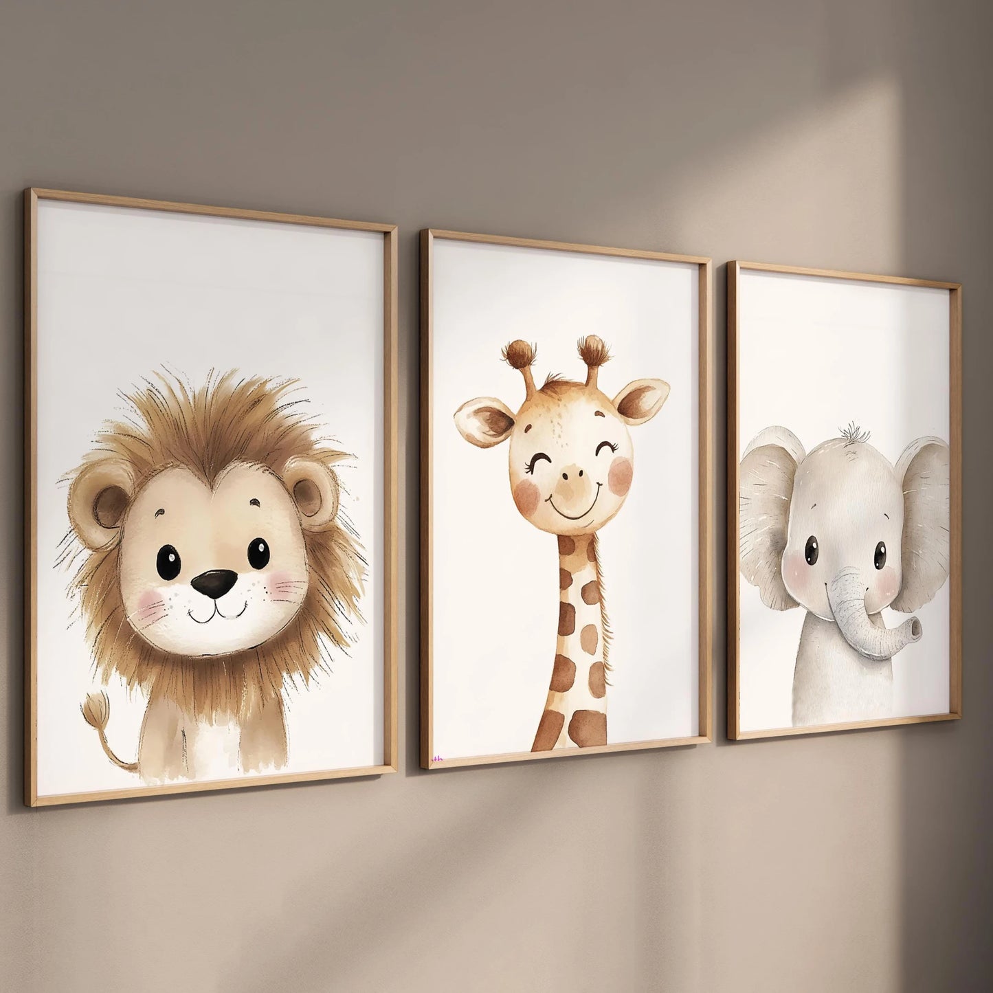 Safari Nursery Wall Art Set — 3 Prints for Baby & Kids Rooms