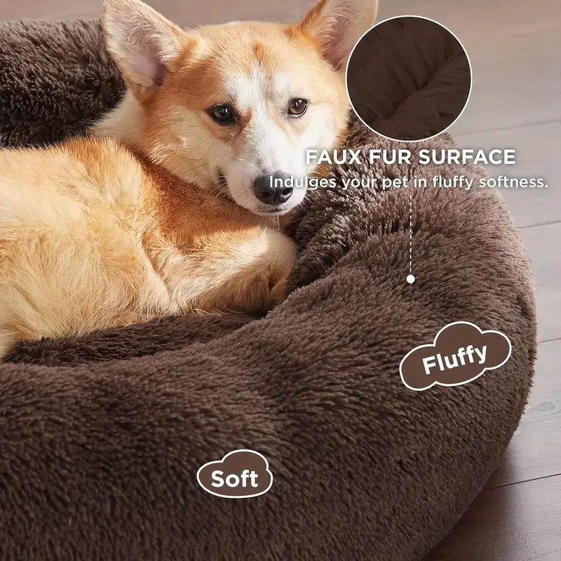 Plush Round Pet Bed — Ultra-Soft & Cozy for Dogs and Cats